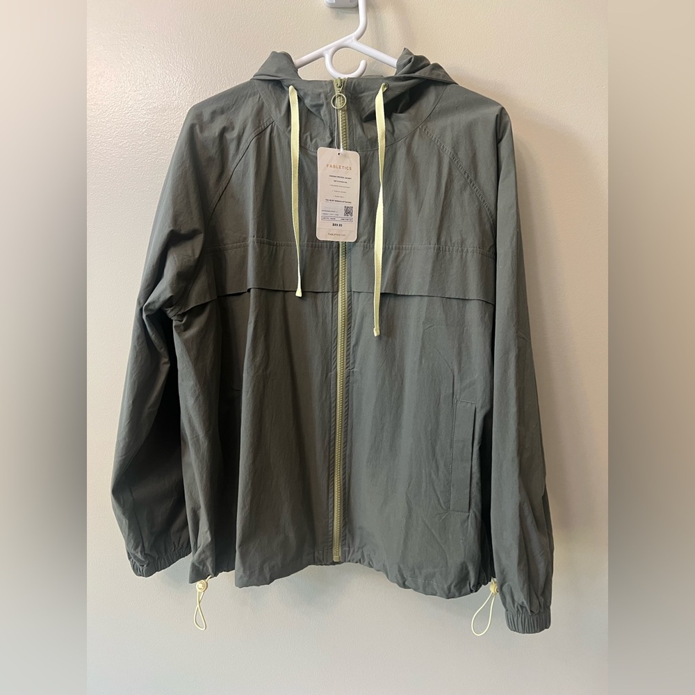 Fabletics Jordan Woven Jacket Zip Up Green Womens Size Small 100% Cotton